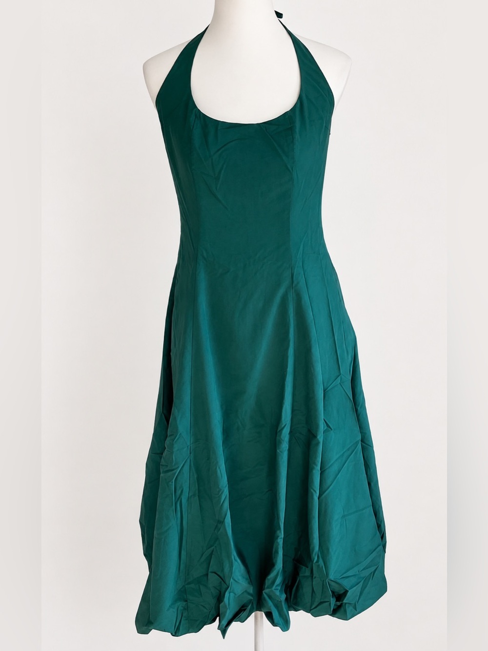 Young Fabulous & Broke Green Bubble Hem Halter Maxi Dress Pockets M NWT